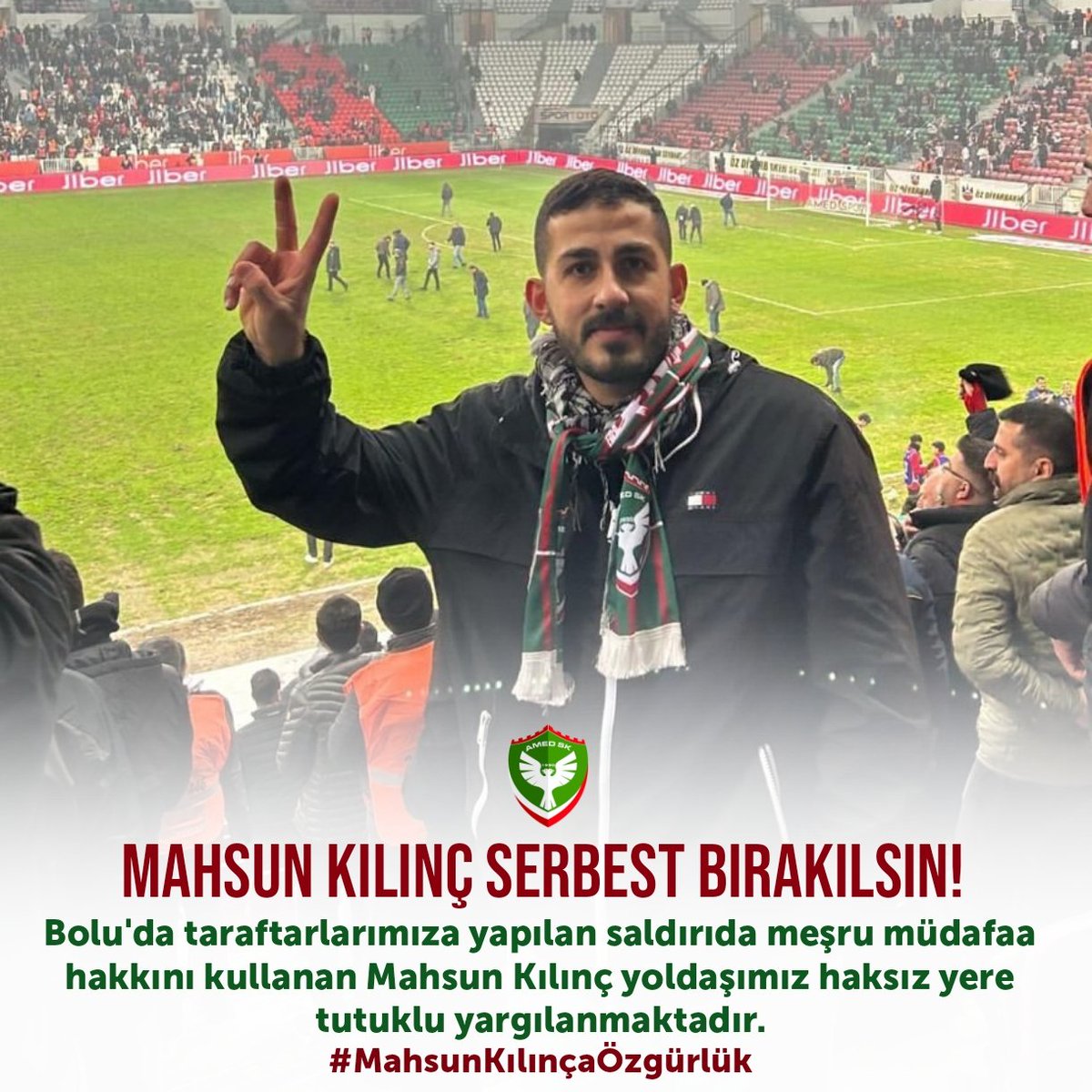 Mahsun Kılınç yoldaşımız onlarca fenerbahçeli içinde özsavunma hakkını kullanmıştır. Yoldaşımızın serbest bırakılmasını istiyoruz.

#MahsunKılınçaÖzgürlük