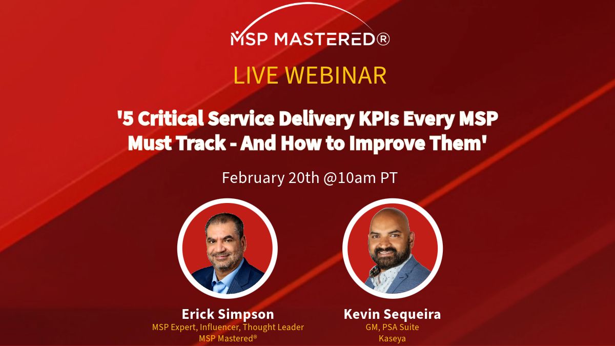 ErickSimpson's tweet image. ❗️ [Webinar] 4️⃣8️⃣hrs Away!❗️
📊 Learn the 5 must-track service desk KPIs and how to improve them in this Thursday's webinar.

📅:Feb 20 @ 10AM PT
🔗: bit.ly/3WTwIGJ

#MSPMastered #ITGlue #Kaseya