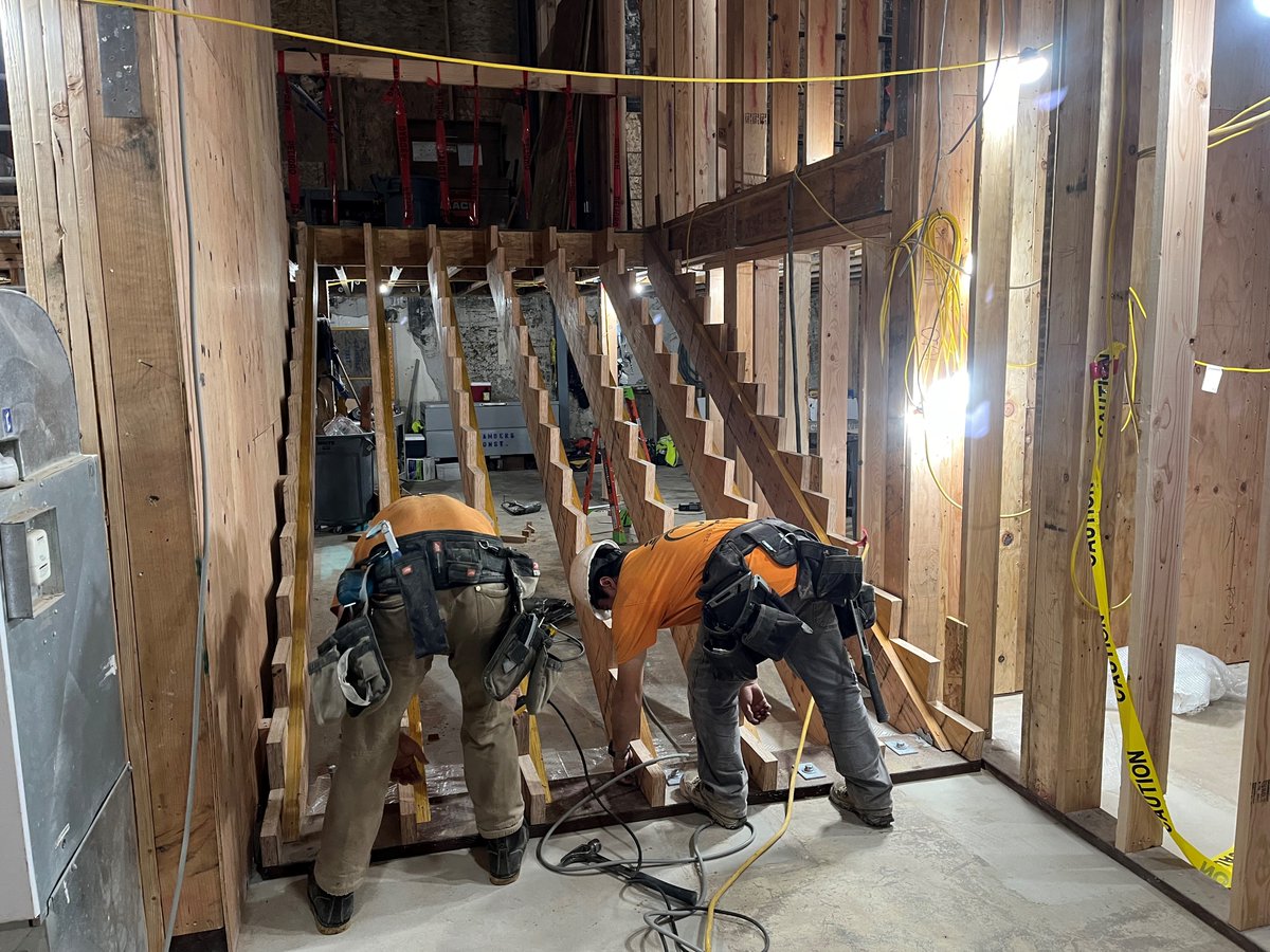chambersconstr's tweet image. The structural steel is in place, and crews are busy installing the metal decking for the new addition at The Shedd Institute! Exciting renovations are also underway inside. #GoChambers #Construction #ProgressPhotos