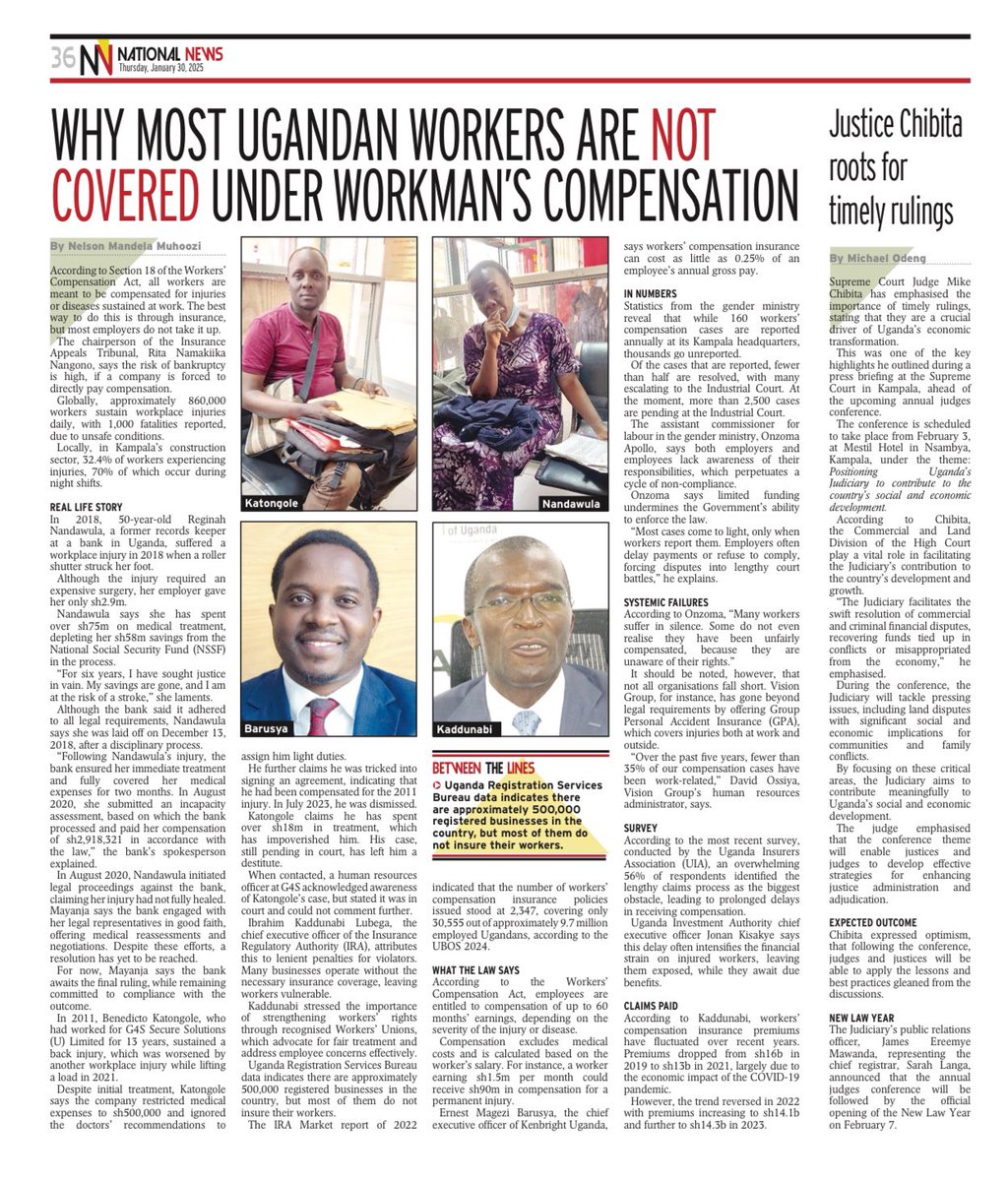 KenbrightUG's tweet image. WHY ARE MOST UGANDAN WORKERS NOT COVERED UNDER WORKMAN'S COMPENSATION?

According to Section 18 of the Workers' Compensation Act,all workers are meant to be compensated for injuries or diseases sustained at work.The best way to do this is through insurance.
#CompensationInsurance