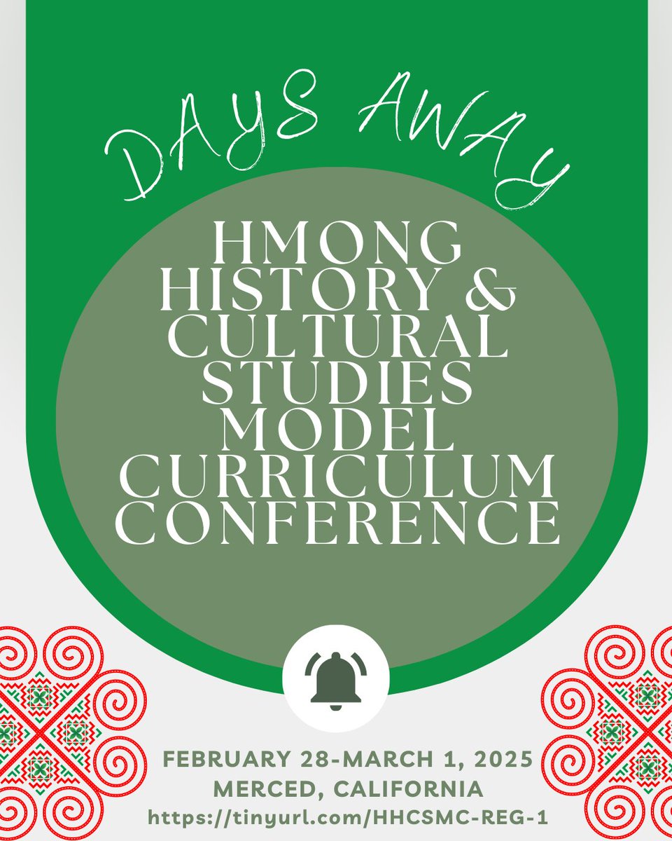 We are days away from our first Hmong History &amp; Cultural Studies Model Curriculum Conference! We can't wait to celebrate the curriculum and community in Merced. 🔗tinyurl.com/HHCSMC-REG-1