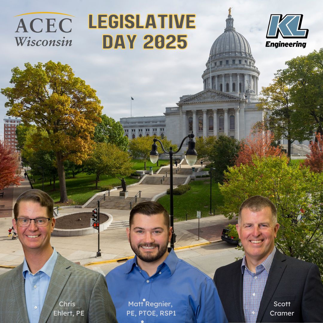 Chris Ehlert, Scott Cramer, and Matt Regnier are attending the <a href="/ACECWisconsin/">ACEC Wisconsin</a> Legislative Day today. We are so happy to have a seat at the table and to connect with legislators each year!