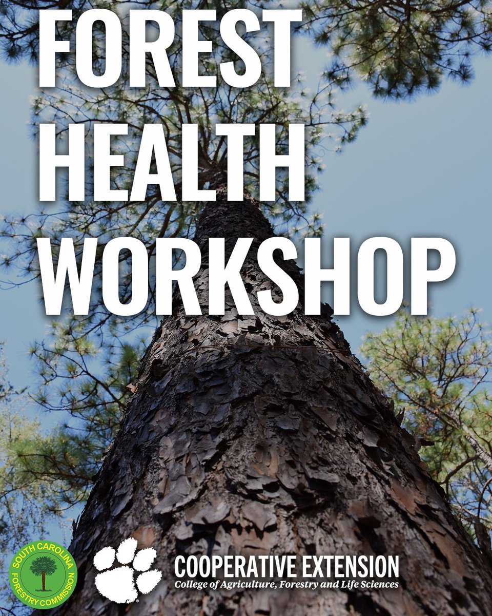 FOREST HEALTH WORKSHOP: Join Clemson Cooperative Extension and SCFC for an informative day of learning in the Pee Dee!

WHEN: Friday, March 14 from 8:30am to 3:30pm

WHERE: Pee Dee Research &amp; Education Center
2200 Pocket Rd. Florence, SC 29506

TOPICS: Pesticide regulation
