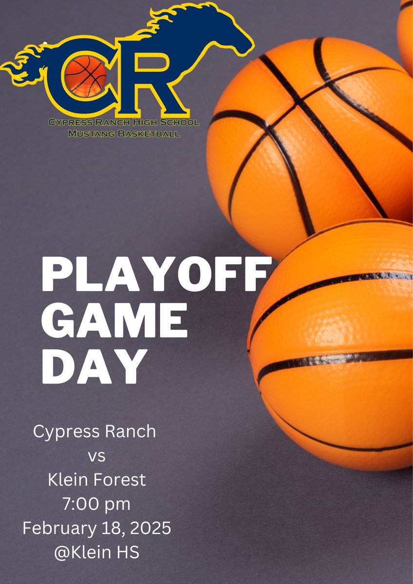 What’s better than game day?
PLAYOFF GAME DAY!!🏀🏀🏀🏀🏀
Mustang nation come out to Klein and root for your Mustangs!!
#Whynotus