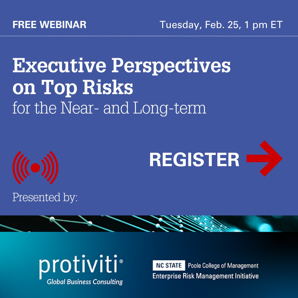 📢 Webinar: Executive Perspectives on Top Risks

Join us Feb. 25, 1 PM ET for insights from our latest Top Risks report. Experts will break down AI, cybersecurity, talent &amp; more—helping you navigate the next decade of risk.

ow.ly/EJt850V274u
#Protiviti