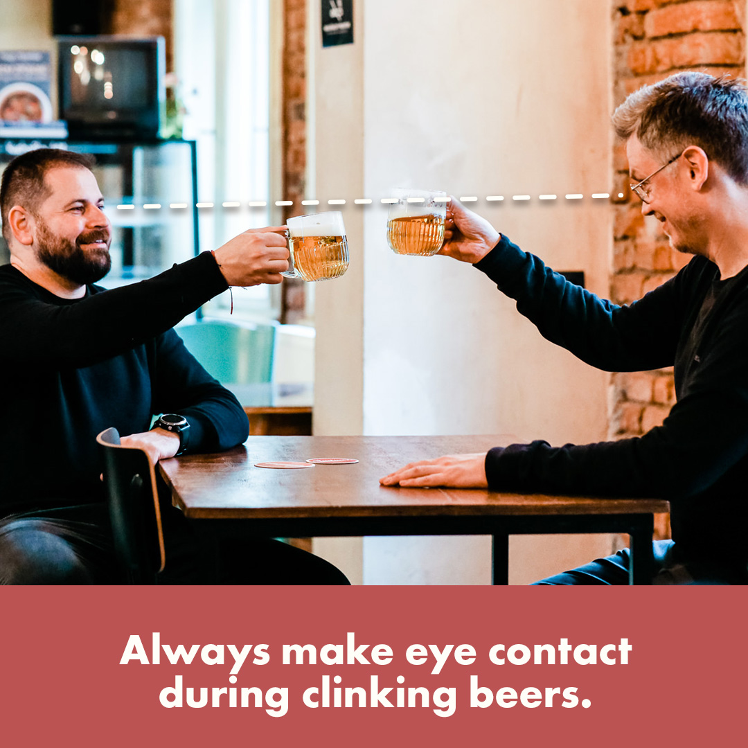 Clink your glasses, tap the table, keep eye contact and say Na zdraví! - Czech toasting etiquette is all about respect. 🍺

Next time you raise a pint, give it the Czech touch.