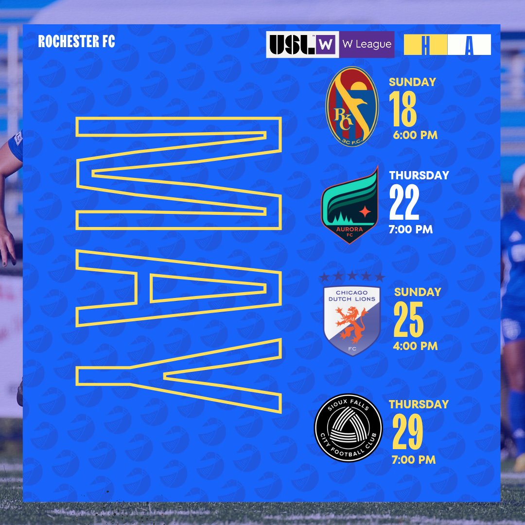 RochesterClub's tweet photo. USL W League schedule is here!!
Get excited for a big season ⚽️
Home opener against RKC on May 18th! Tickets on sale now on https://t.co/pU0q2IjSFQ. Link in bio!
#uslw #RochesterFC #MNSoccer #RochesterMN #PreProfessional #path2pro #Soccer #WLeague #Season #Tickets #Game https://t.co/JK4oNAFYWS