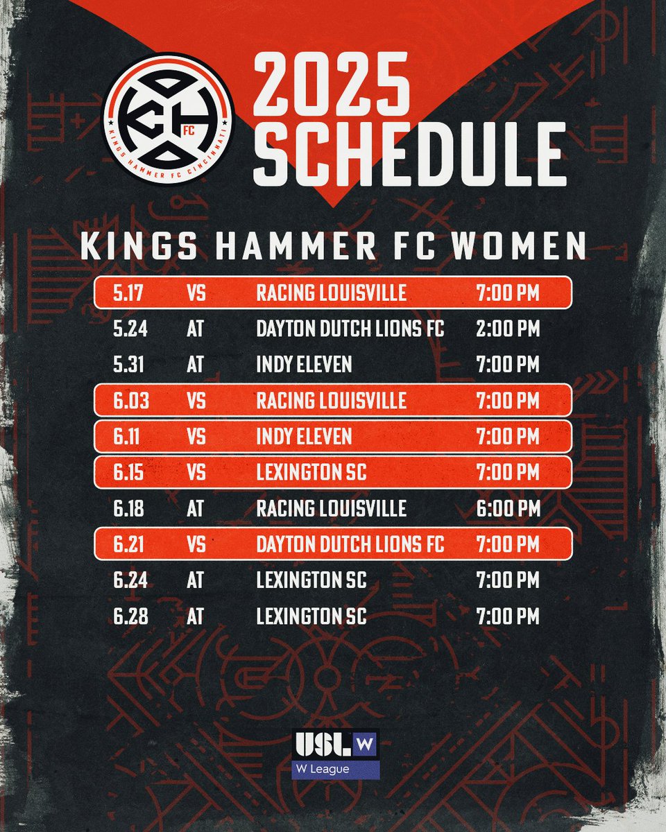 Mark down those calendars! 📅 The 2025 @uslleaguetwo &amp; @uslwleague schedules just dropped. Join us this summer as Cincinnati’s top pre-professional club takes the pitch! Stadium &amp; ticketing information to come soon!