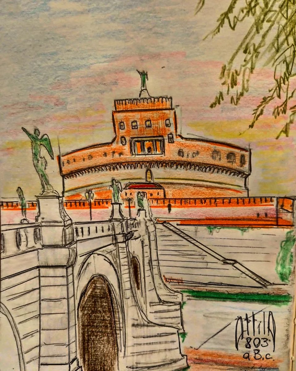 ascarpulla's tweet photo. Quaderno degli schizzi in viaggio: nella prima foto la Torre Guelfa si specchia nell'Arno a Pisa, nella seconda Castel Sant'Angelo si specchia nelle acque del Tevere #disegno #disegnoamatita #matitecolorate #quadernodeglischizzi
#drawing #coloredpencils #sketchbook https://t.co/UvqjIUnTIf