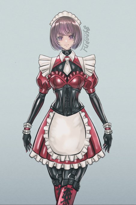 ラバーメイド千尋立ち絵。
立ち絵なのでこのくらいの描き込み具合で良いかな。 