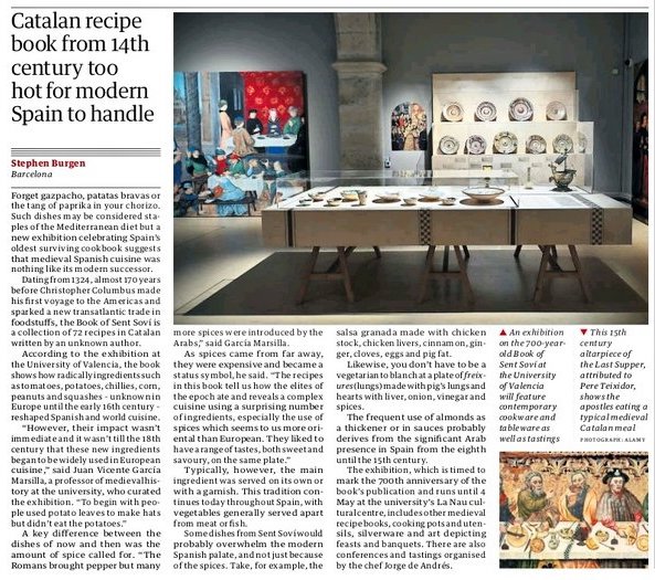 harcamedievalis's tweet photo. El diari The Guardian parlava divendres passat de l'exposició sobre gastronomia medieval que s'ha inaugurat a la seu del carrer la Nau de la Universitat de València. Si els anglesos se n'interessen, tu que vius tan a prop no has d'anar a vore-la? https://t.co/s01ykBhv5q