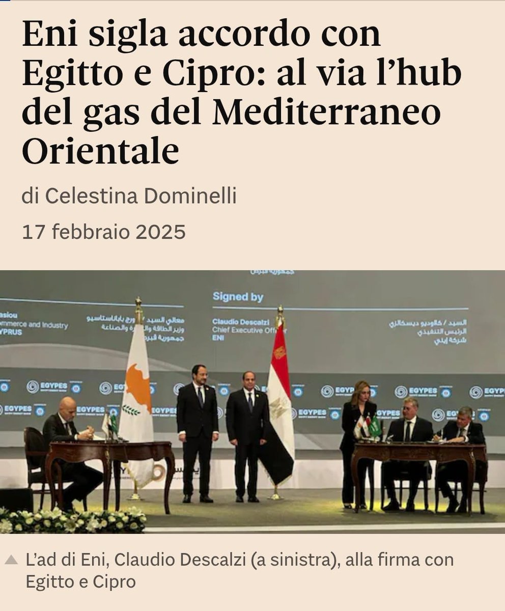 ENI torna a investire in un'area di crisi internazionale firmando un accordo con Cipro ed Egitto per lo sfruttamento delle risorse di Cronos nel Blocco 6, a Cipro, in acque  contese dalla Turchia. 
Eppure è proprio in quell’area che nel febbraio 2018 una nave perforatrice di ENI