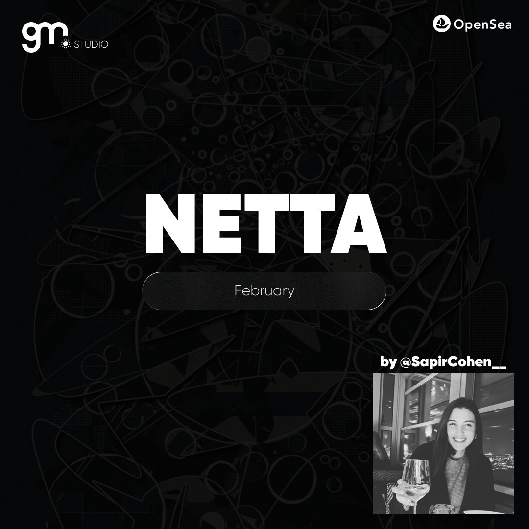 gm.studio (@gmdaostudio) on Twitter photo Every artist has a story.
Every collection, a journey.
NETTA by <a href="/SapirCohen__/">Sapir Cohen</a> is no exception.
We’re hounored to have it as gm. studio's pilot collection in partnership with @OpenSea
Let’s take a moment to explore Sapir’s work and the story behind this collection ↷ Every artist has a story.
Every collection, a journey.
NETTA by <a href="/SapirCohen__/">Sapir Cohen</a> is no exception.
We’re hounored to have it as gm. studio's pilot collection in partnership with @OpenSea
Let’s take a moment to explore Sapir’s work and the story behind this collection ↷