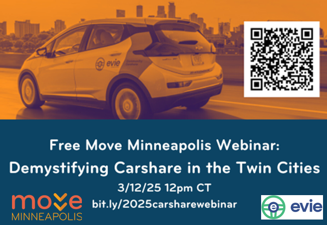 WEBINAR: Join Move Minneapolis, HOURCAR &amp; Evie Carshare at 12- 1pm, 3/12 for a webinar featuring a panel of experienced carshare users to explore the ways carshare can meet your transportation needs.
See how much can you save vs owning a car.

Register: bit.ly/2025carsharewe…