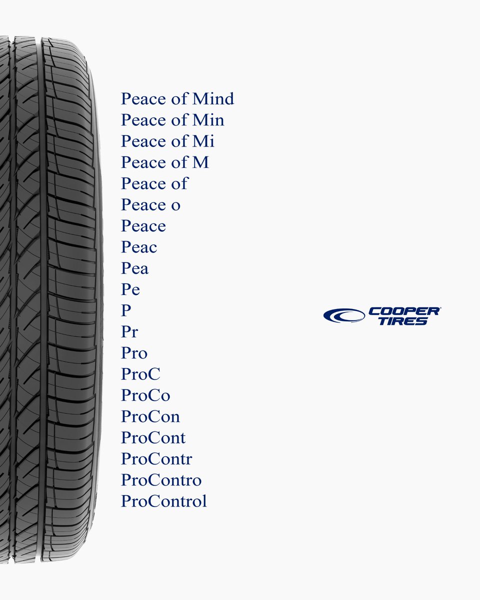 ProControl = Peace of Mind. Get yourself a tire that’s smooth, effortless and in control.