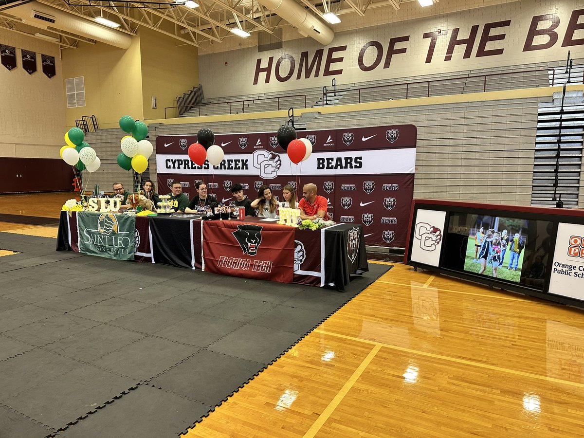 CCHSBears's tweet photo. Congratulations to Payten Gannon & Nina Santiago for signing their National letters of Intent! Payten Gannon signed with St. Leo University. Nina Santiago signed with Florida Tech University. #BearDown #BearPride #Transform24 #StrivingForExcellence #GoBears 🐻🐾 https://t.co/ArwR3t0YKa