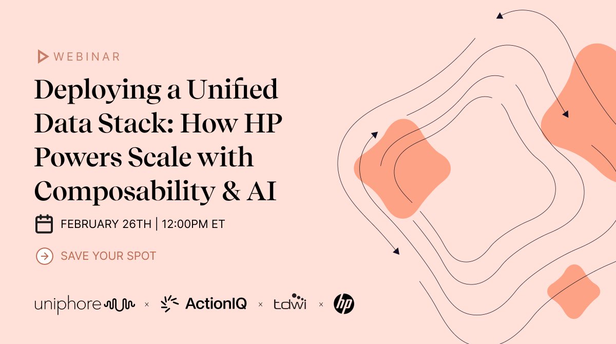 Building a unified data stack for customer data? Join TDWI research fellow James Kobielus and experts from ActionIQ and HP to explore best practices for cloud data platform architecture with a Composable CDP.

Register here: hubs.li/Q0378P560 #DataArchitecture #CDP