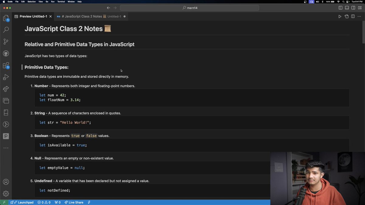 webwithaman's tweet image. 🚀 Class 17 of the Job Ready AI Powered Cohort by @sheryians_ (Sheryians Coding School)

📚 Today's Focus:
✅ Data types in JS
✅ Operators 
✅ Conditional statements 
✅ Loops

@harshbhaiyaa #Day17 #Class17 #100DaysOfLearning #100DaysOfCode
