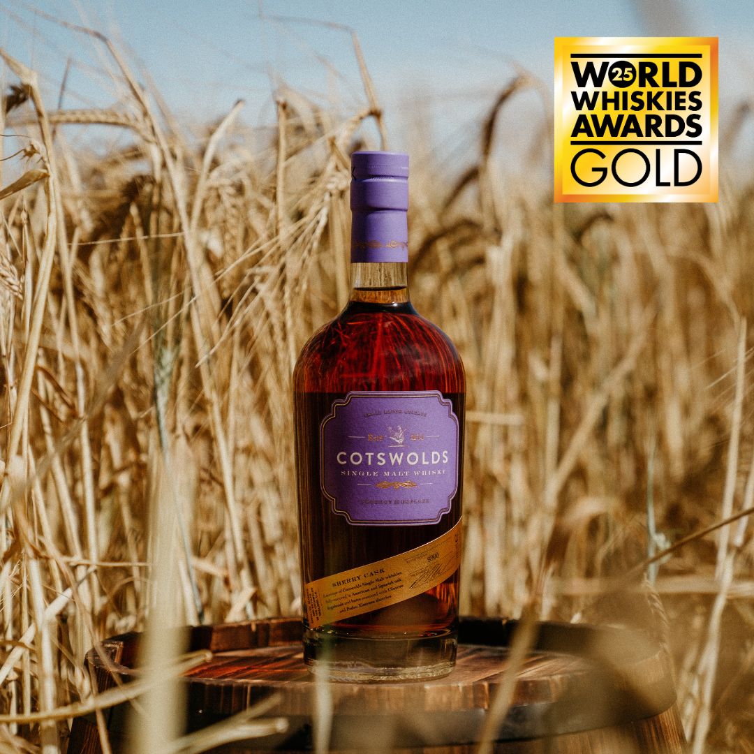 Cotswoldistill's tweet photo. We have been awarded a gold medal in the highly respected World Whiskies Awards for our Sherry Cask single malt whisky. 

Winning gold in the Rest of the World category for whiskies Aged 12 Years and Under is a true accolade for our team. 

Buy yours here: https://t.co/rbKlgrnQcP https://t.co/DIAA9dE1Xo