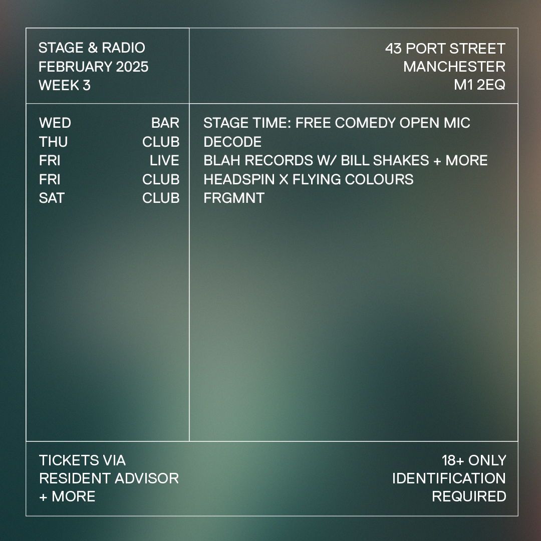 February Week 3 Listings 

Tickets via RA, Skiddle + OTD - link in bio.

18+ // ID Required.