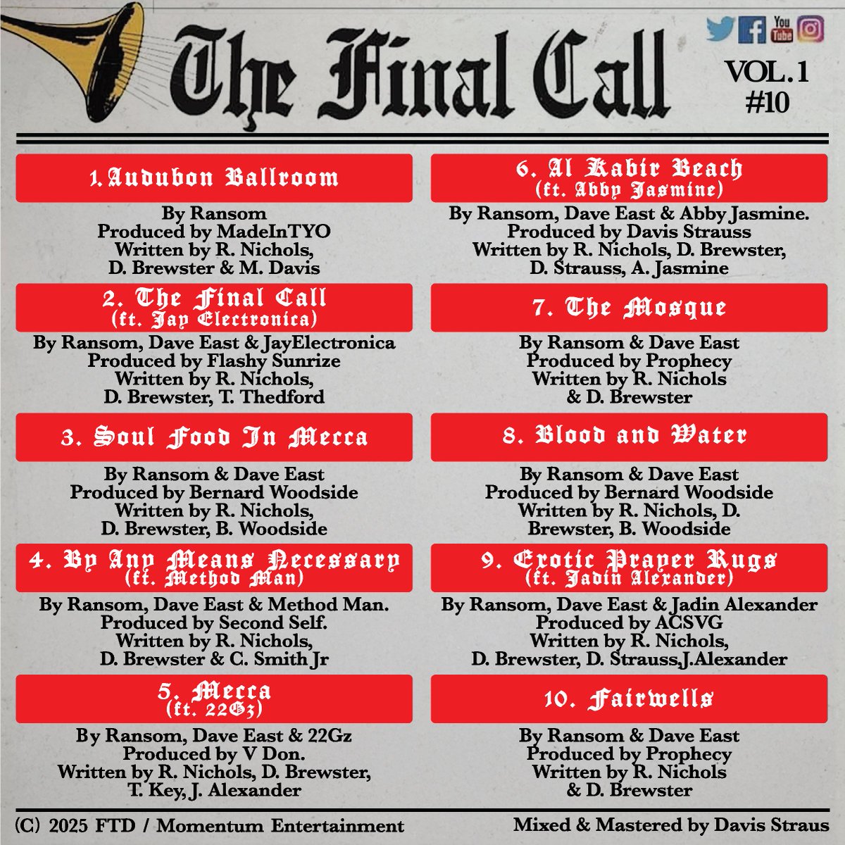 Andrew Barber (@fakeshoredrive) on Twitter photo Dave East & Ransom
- The Final Call -
Album available everywhere this Friday (2/21) feat. Jay Electronica, Method Man, 22Gz & Abby Jasmine...
Art by <a href="/PAPE908/">P▲P E R F▲C E</a> Dave East & Ransom
- The Final Call -
Album available everywhere this Friday (2/21) feat. Jay Electronica, Method Man, 22Gz & Abby Jasmine...
Art by <a href="/PAPE908/">P▲P E R F▲C E</a>