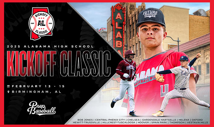 PrepBaseballAL's tweet photo. #𝐏𝐁𝐊𝐢𝐜𝐤𝐨𝐟𝐟𝟐𝟓: 𝐒𝐜𝐨𝐮𝐭 𝐁𝐥𝐨𝐠 (𝐏𝐁+) 📖

The 2025 PB Alabama Kickoff Classic is officially in the books! Dive into our scouting notes, video highlights, and key takeaways from this weekend's action in the Birmingham, AL metro area.

Teams featured ➡️: @BJHSBaseball, @CenPC_Baseball, @CHSHornetBBall, @GdaleHSBaseball, @HartselleBSB, @HelenaHuskiesBB, @Hewitt_Baseball, @Baseball_Pats, @Hoover_Baseball, @OldGoldBB, @SPJagBaseball, @ThompsonBaseba1, @1RebelBaseball

See the full list of standout performers at the link below! ⤵️

🔗: https://t.co/cd954iTX33 || @PrepBaseball