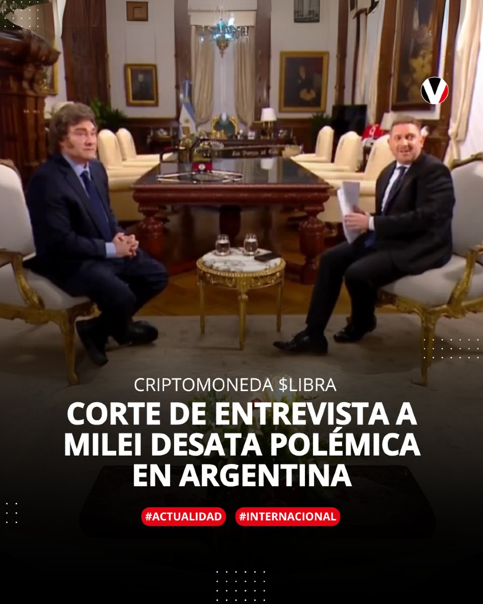 revistavistazo's tweet photo. #VIDEO | Un video sin editar de la entrevista a #Milei, realizada este lunes por el canal TN, desató una gran polémica en #Argentina. Se intentaba evitar que el mandatario dijera algo que lo comprometiera judicialmente por el '#criptofiasco'. Esto ocurrió: https://t.co/iLezEX5JCi https://t.co/UQXlqmAdjI