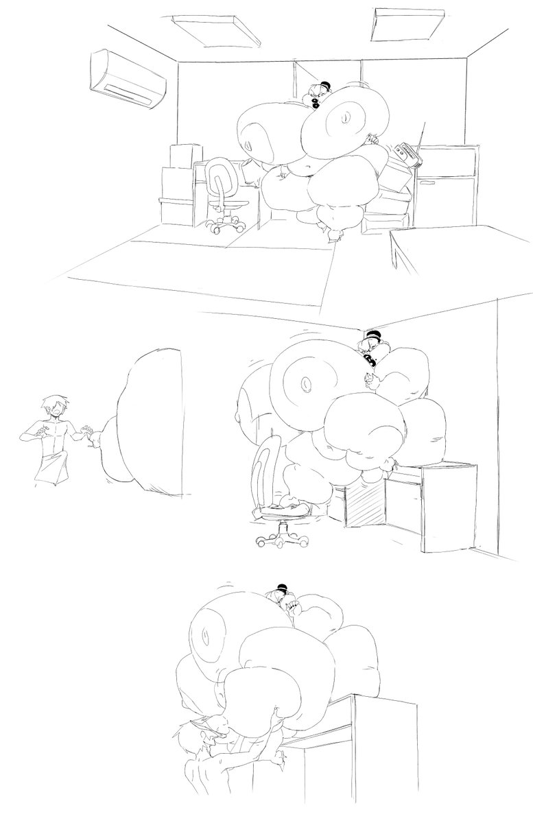 Another old comic idea. Clara visiting one of her young adult students who lives by him self. I guess she figured he is still inexperienced and might not like living alone. If memory serves Midori later shows up and the story devolves into yet another weight gain story  XD 🍲👩‍🏫