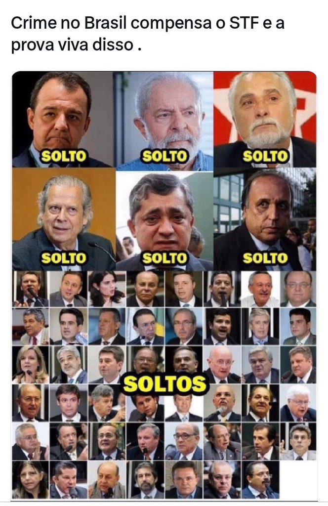 Alexbrasile22's tweet photo. É um crime de justiça seletiva no Brasil, onde cidadãos inocentes são presos sem terem cometido qualquer crime. Esta prática arbitrária e autoritária é utilizada por um ditador para desrespeitar a constituição federal brasileira, colocando-o em risco à sociedade. Tudo isso decorre da existência de conluio entre os mesmos que estão soltando políticos saqueadores dos cofres públicos, narcotraficantes e doleiros envolvidos em esquemas de propina.