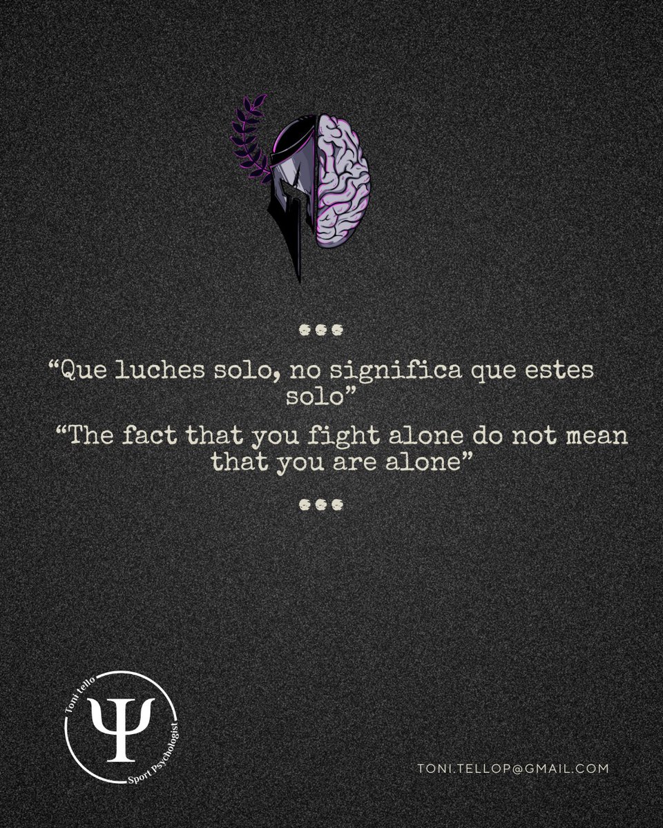 Para todos aquell@s deportistas que se sienten sol@s, para los deportistas que trabajáis conmigo. Mi apoyo incondicional va estar siempre presente. Luchais solos, pero estamos juntos en la batalla.⚔️🔥

#psicologiadeldeporte #psicólogo #sportpsychology #mindset  #sport