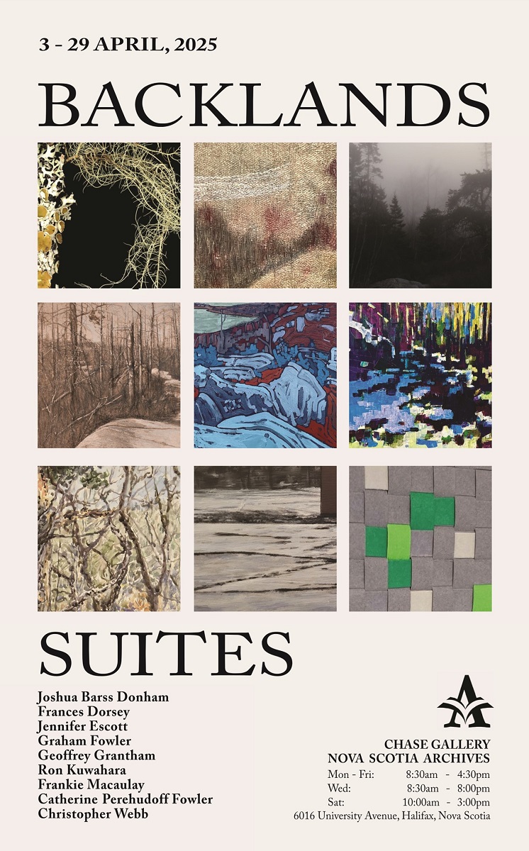 Save the date for #BacklandsSuites! We are excited to bring the stunning beauty of the #HalifaxBacklands to the Chase Gallery at Nova Scotia Archives. This exhibition features work by nine notable artists, April 3-29. #KeepTheBacklandsWild #Halifax #urbanwilderness #halifaxart