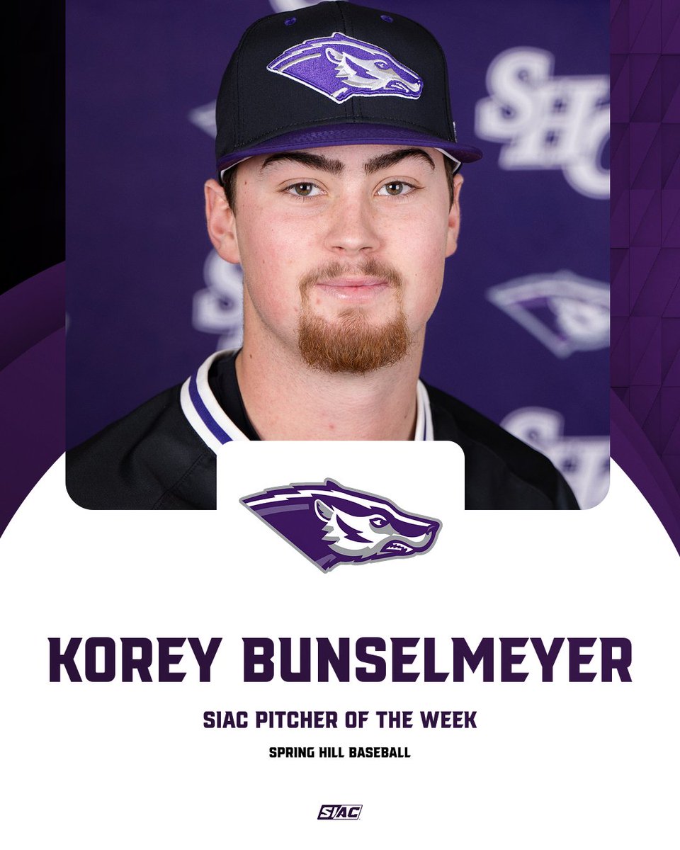 Korey Bunselmeyer is the SIAC Pitcher of the Week!!

📰: bit.ly/3X2TNqo   

#HillYeah