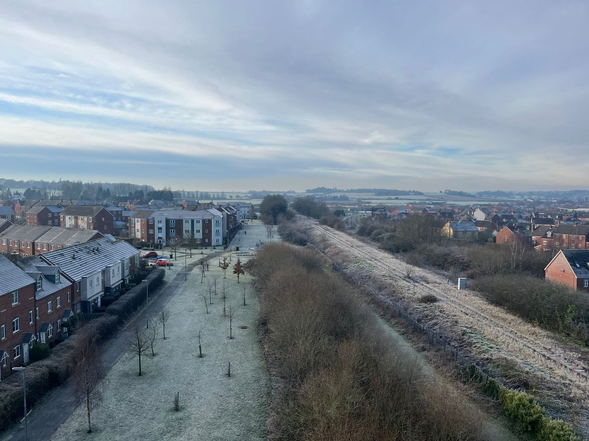 Roof inspection  #SandfieldsPumpingStation, on a cold &amp; frosty morning.  A great view of Lichfield, showing the former railway line that is being converted to a Greenway, with  work being undertaken by the great volunteers of 'Back the Track' 🙂 #BoostLichfield #LichfieldCity