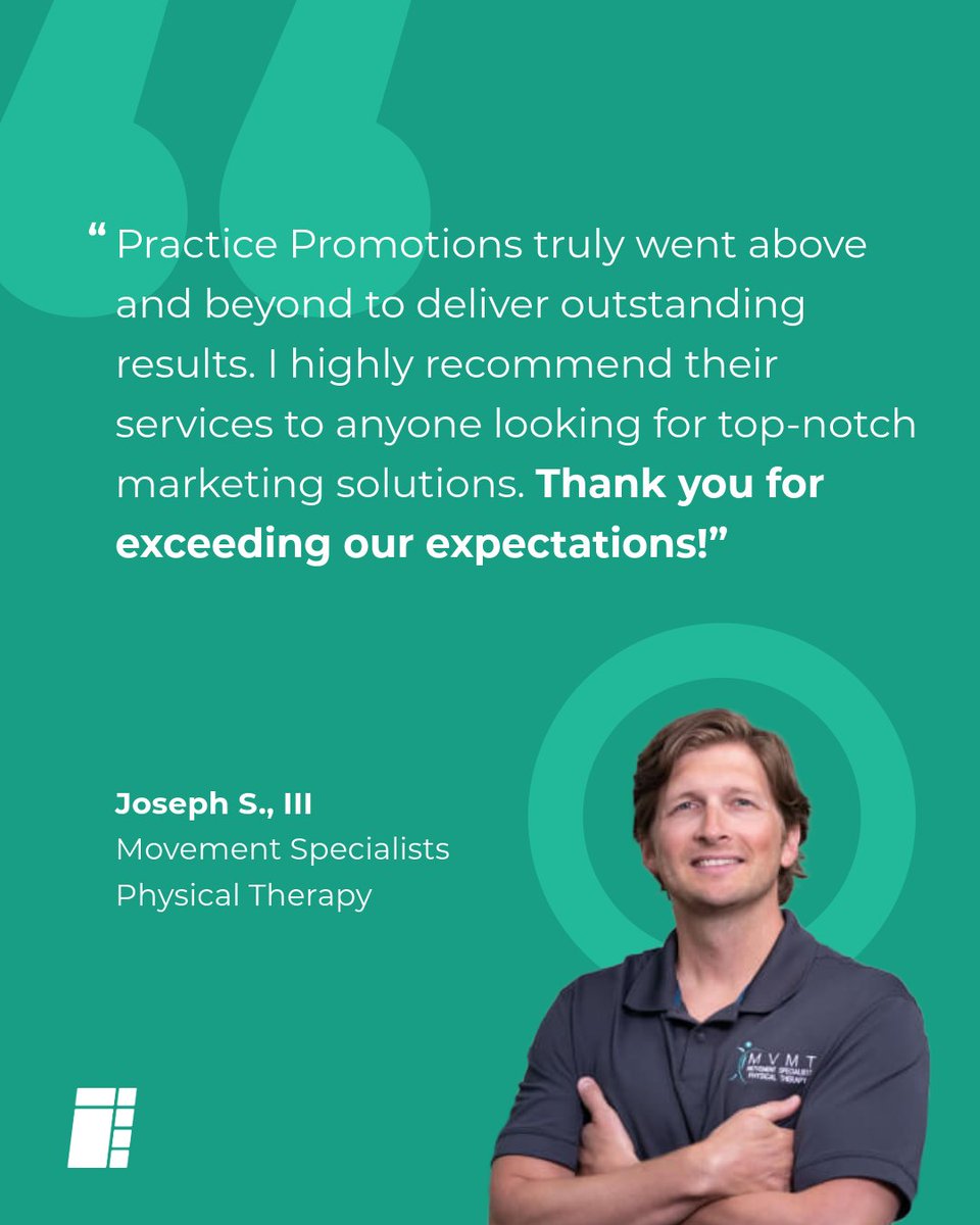 PracticePromos's tweet image. The Ultimate Practice Marketing System has taken this clinic&apos;s marketing to the next level!

Now equipped with a new website, Google Ads, and a social media marketing system, Movement Specialists PT will have no trouble thriving in 2025. #TestimonialTuesday
