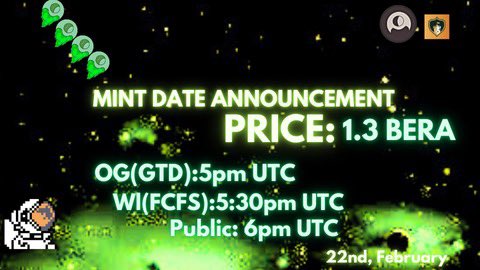 MINT DATE ADJUSTMENT!! 🐻

We've heard you! After careful consideration, we have decided to adjust our mint date to accommodate:

Collaboration managers who need extra time to finalize wallet submissions
Our amazing community who require more prep time for the big day

New mint