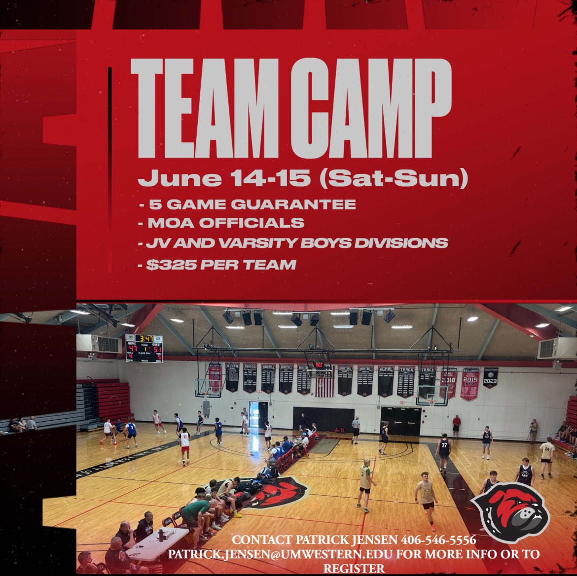 Montana Western Men’s Basketball (@umwesternbball) on Twitter photo 🏀Montana Western Men's Basketball Team Camp June 14-15. Over 35 teams from across Montana last year! Please contact Patrick Jensen at 406-546-5556 or patrick.jensen@umwestern.edu with questions or to get registered. 🏀Montana Western Men's Basketball Team Camp June 14-15. Over 35 teams from across Montana last year! Please contact Patrick Jensen at 406-546-5556 or patrick.jensen@umwestern.edu with questions or to get registered.