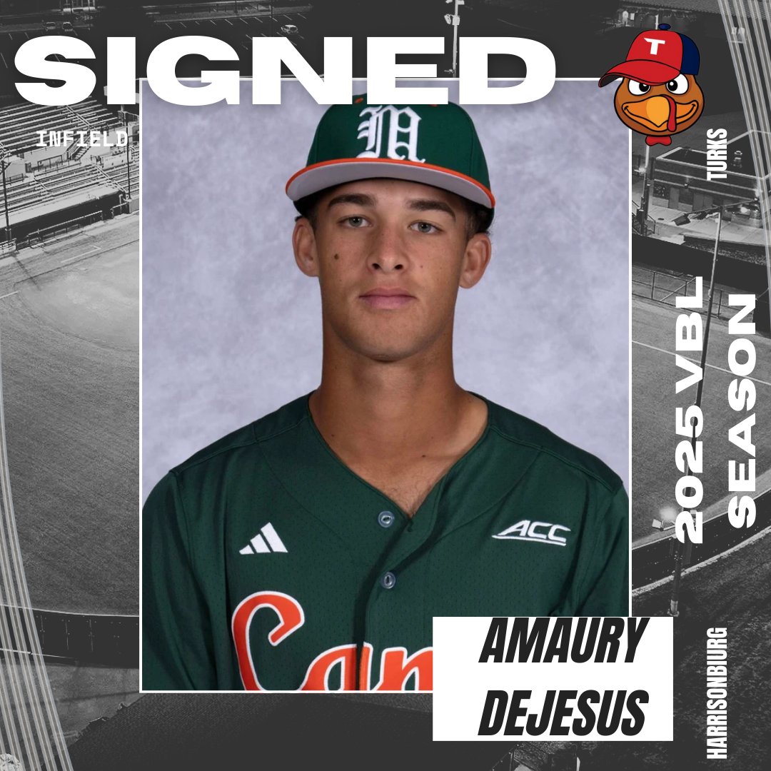 Harrisonburg Turks (@hbgturksvbl) on Twitter photo The 2025 <a href="/HbgTurksVBL/">Harrisonburg Turks</a> would like to welcome 5'11 180lbs infielder <a href="/Amaurydejesus_/">Amaury De Jesús</a>. DeJesus is a sophomore at the <a href="/CanesBaseball/">Miami Hurricanes Baseball</a> and is from Miami, FL. The 2025 <a href="/HbgTurksVBL/">Harrisonburg Turks</a> would like to welcome 5'11 180lbs infielder <a href="/Amaurydejesus_/">Amaury De Jesús</a>. DeJesus is a sophomore at the <a href="/CanesBaseball/">Miami Hurricanes Baseball</a> and is from Miami, FL.