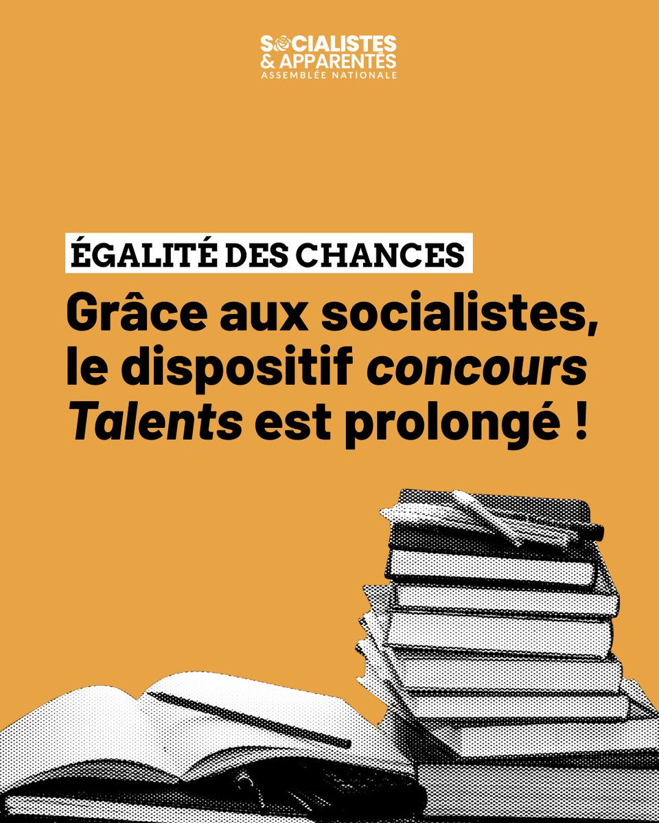 Députés Socialistes et apparentés (@socialistesan) on Twitter photo ✅ VICTOIRE !
L’Assemblée nationale vient d'adopter notre proposition de loi pour la prolongation du dispositif des « Concours Talents » jusqu’au 31 juillet 2028.
Nous souhaitons désormais qu’elle soit rapidement examinée par le Sénat.
– <a href="/Fleautey/">Florence Hérouin Léautey</a> <a href="/KelouaF/">Fatiha Keloua Hachi</a> <a href="/egregoire/">Emmanuel Grégoire</a> ✅ VICTOIRE !
L’Assemblée nationale vient d'adopter notre proposition de loi pour la prolongation du dispositif des « Concours Talents » jusqu’au 31 juillet 2028.
Nous souhaitons désormais qu’elle soit rapidement examinée par le Sénat.
– <a href="/Fleautey/">Florence Hérouin Léautey</a> <a href="/KelouaF/">Fatiha Keloua Hachi</a> <a href="/egregoire/">Emmanuel Grégoire</a>