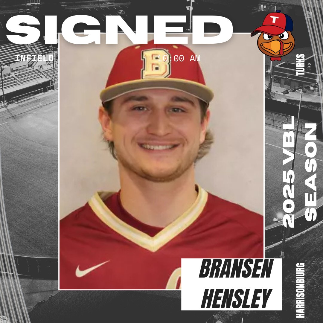 Harrisonburg Turks (@hbgturksvbl) on Twitter photo The 2025 <a href="/HbgTurksVBL/">Harrisonburg Turks</a> would like to welcome 5'10 180lbs infielder <a href="/Hensley2024/">Bransen Hensley</a>. Hensley is a sophomore at <a href="/BwaterBaseball/">Bridgewater Baseball</a> and is from Broadway, VA. The 2025 <a href="/HbgTurksVBL/">Harrisonburg Turks</a> would like to welcome 5'10 180lbs infielder <a href="/Hensley2024/">Bransen Hensley</a>. Hensley is a sophomore at <a href="/BwaterBaseball/">Bridgewater Baseball</a> and is from Broadway, VA.