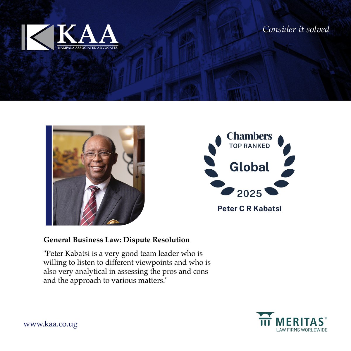 KAAdvocates's tweet photo. We are honored to be recognized and ranked in @ChambersGuides  for both Disputes Resolution and General Business Law in 2025.

This ranking and recognition of the firm and a number of our partners, is a testament to the dedication, expertise, and hard work of our team. We remain committed to delivering exceptional legal solutions, advocating for our clients, and upholding the highest standards of excellence in service delivery.

A heartfelt thank you to our clients, colleagues, and peers for their trust and support. We look forward to continuing to serve with integrity and innovation.