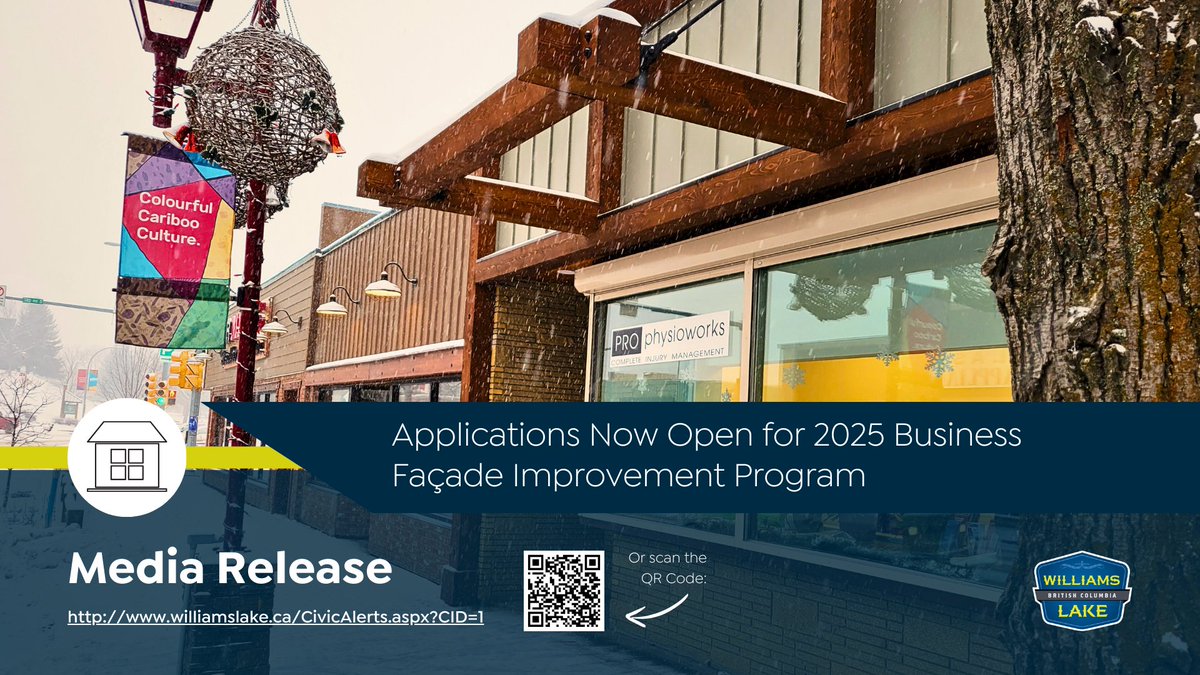 The City of Williams Lake is offering $20,000 in funding to improve commercial building façades in the City’s downtown and highway commercial corridor this spring.
Read the City's release at: williamslake.ca/CivicAlerts.as…