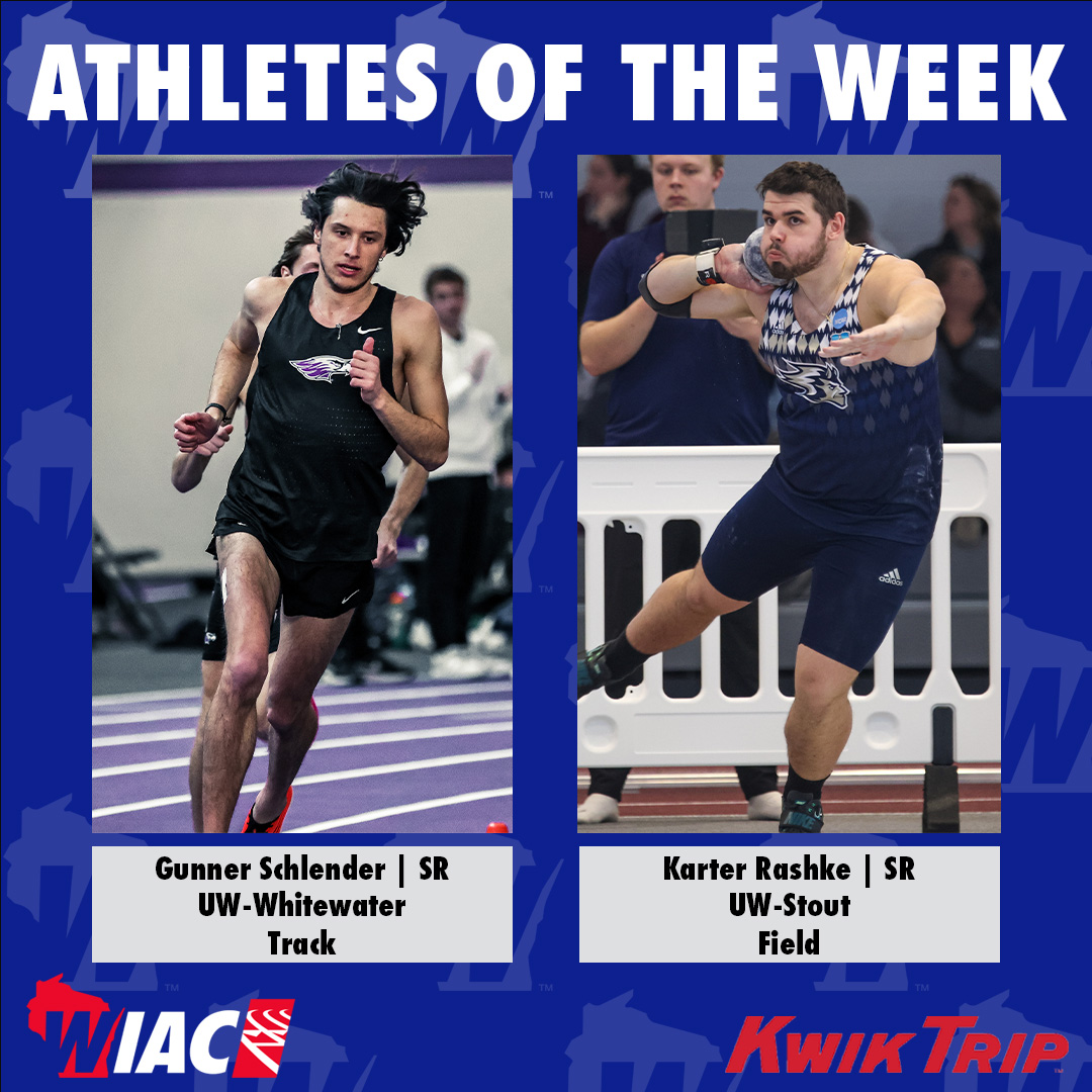 WIAC (@wiacsports) on Twitter photo #WIACTF | <a href="/UWWAthletics/">Warhawk Athletics</a> Schlender and <a href="/stoutbluedevils/">UW-Stout Athletics</a> Rashke Receive Kwik Trip Athlete of the Week Honors: bit.ly/4gKZIYf
#ExcellenceInAction
#d3tf #WIACTF | <a href="/UWWAthletics/">Warhawk Athletics</a> Schlender and <a href="/stoutbluedevils/">UW-Stout Athletics</a> Rashke Receive Kwik Trip Athlete of the Week Honors: bit.ly/4gKZIYf
#ExcellenceInAction
#d3tf