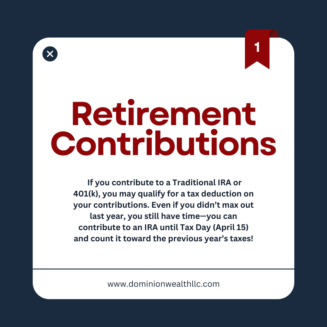Dominion_WM's tweet photo. 🚨 Tax Season is Here! Don’t Miss These Deductions 🚨

Did you know you might be leaving money on the table? Here are three often-overlooked tax deductions that could save you thousands this year.

#TaxSeason #WealthManagement #SmartMoney #TaxDeductions #FinancialPlanning https://t.co/5FmAumim8E