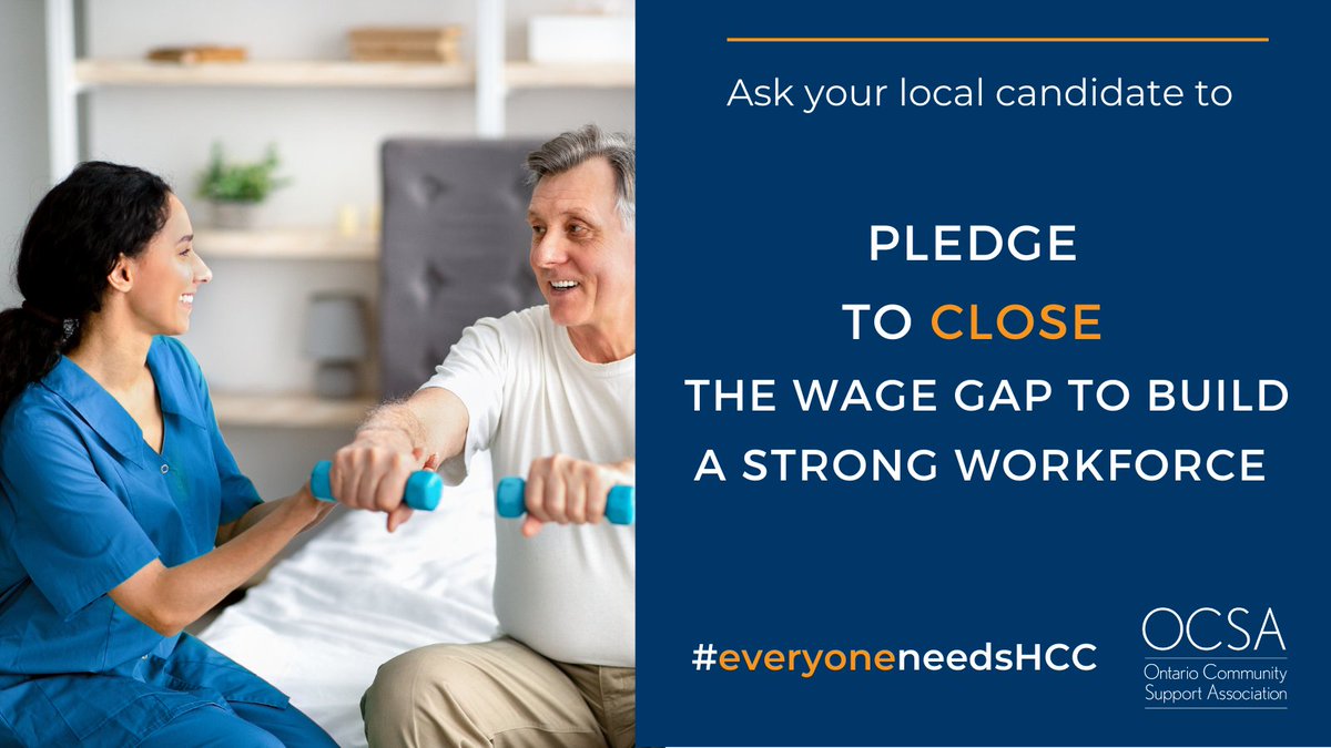 Wage parity = 23.5M more care hours for Ontarians! Community PSWs earn $5-$10/hr less than hospital PSWs. Let’s fix this &amp; retain workers. Candidates, pledge to close the gap!  #everyoneneedsHCC 👉 loom.ly/TxN04Oc

#OCSA #ONpoli #election2025