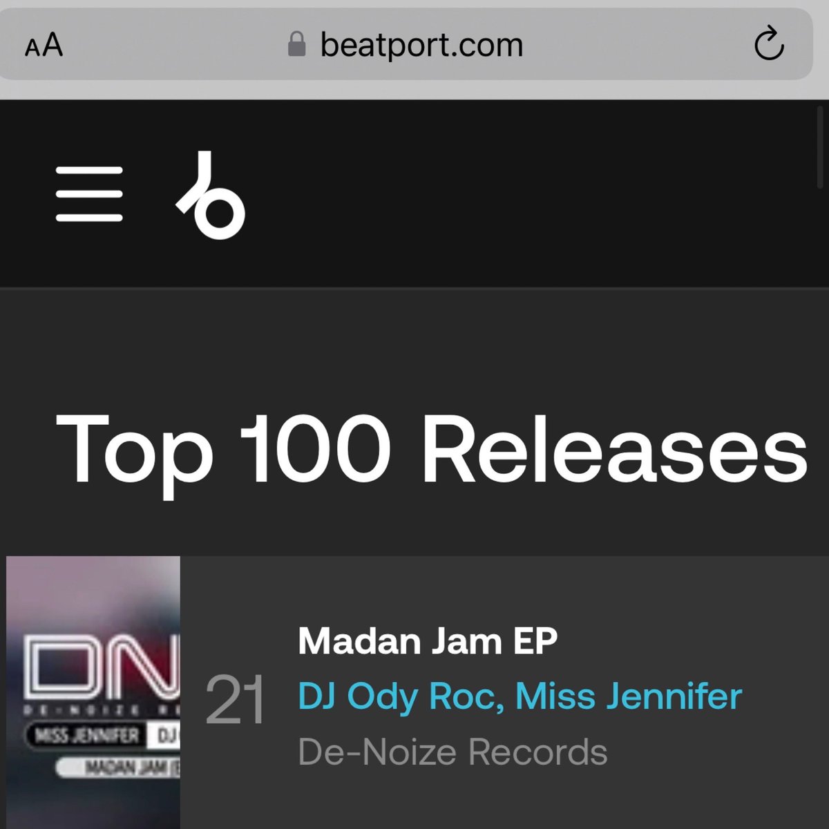 🥂Thanks To All Our Supporters🥂 

🔊Mad Jam Ep Has Landed In Top 5 Releases 🔊
 Grab A Copy On BEATPORT.COM
Miss Jennifer, Dj Ody Roc - Madan Jam (Ep)

beatport.com/release/madan-… <a href="/beatport/">Beatport</a> <a href="/MissJenniferDJ/">Miss Jennifer</a> <a href="/STRIKEFORCE360/">STRIKEFORCE</a> #DeNoizeRecords #DeNoizeRecordsNyc #TechHouse