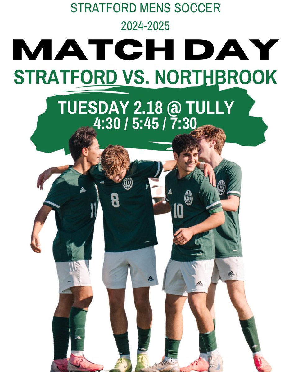 Headed over to Tully tonight!  Come out to support us against <a href="/NHSRaiderSoccer/">Raider Nation Boys Soccer</a>
<a href="/SHS_BoosterClub/">Stratford Booster</a> <a href="/77079Athletics/">Stratford High School Athletics</a>