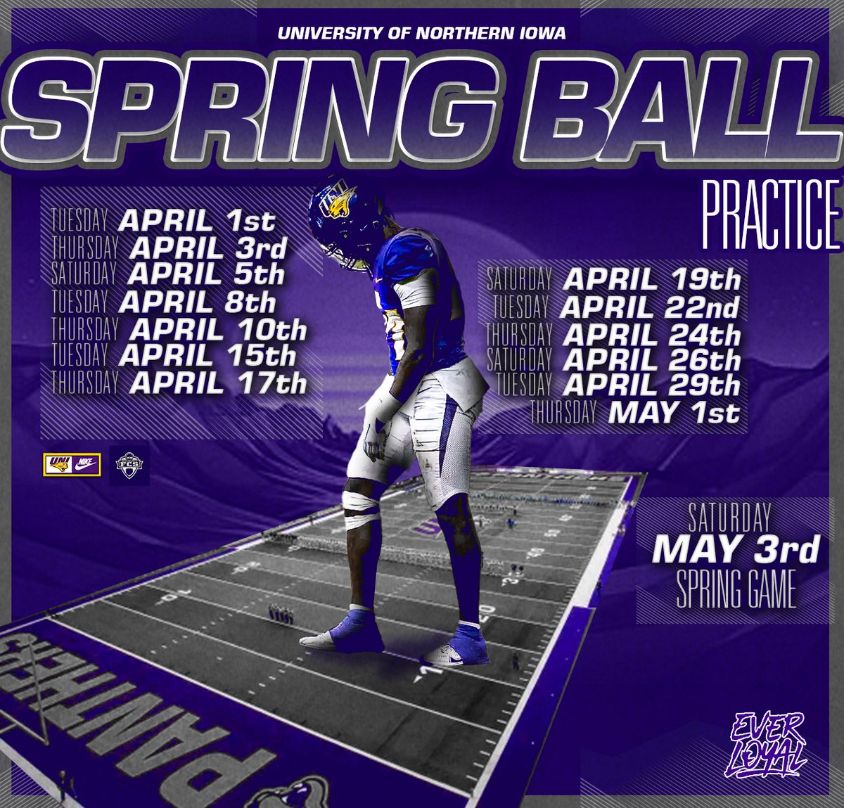 Spring ball gets started 6 weeks from today! We are getting better every day! Can't wait! #EverLoyal #BigCatCountry