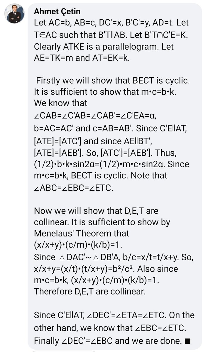 From Romantics of Geometry 
Problem&amp;Solution