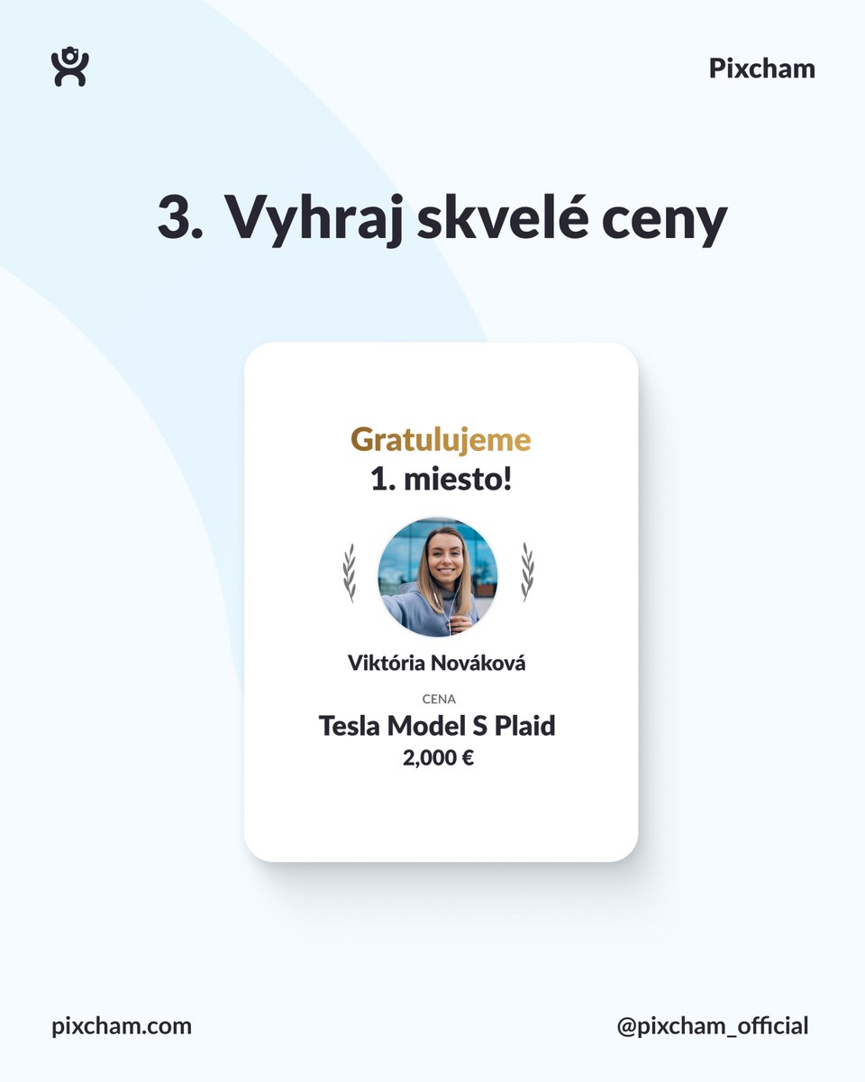 pixchamofficial's tweet photo. Jednoduché ako 1-2-3! 

Pixcham ti prináša najrýchlejší spôsob, ako vyhrávať skvelé ceny. Bez komplikácií, bez zdĺhavého čakania!

1. Vyber si challenge, ktorá ťa zaujme
2. Sprav kreatívne selfie podľa zadania
3. A môžeš vyhrať neuveriteľné ceny ! 

Delia ťa len 3 kliknutia! https://t.co/eiXI2SeJFt