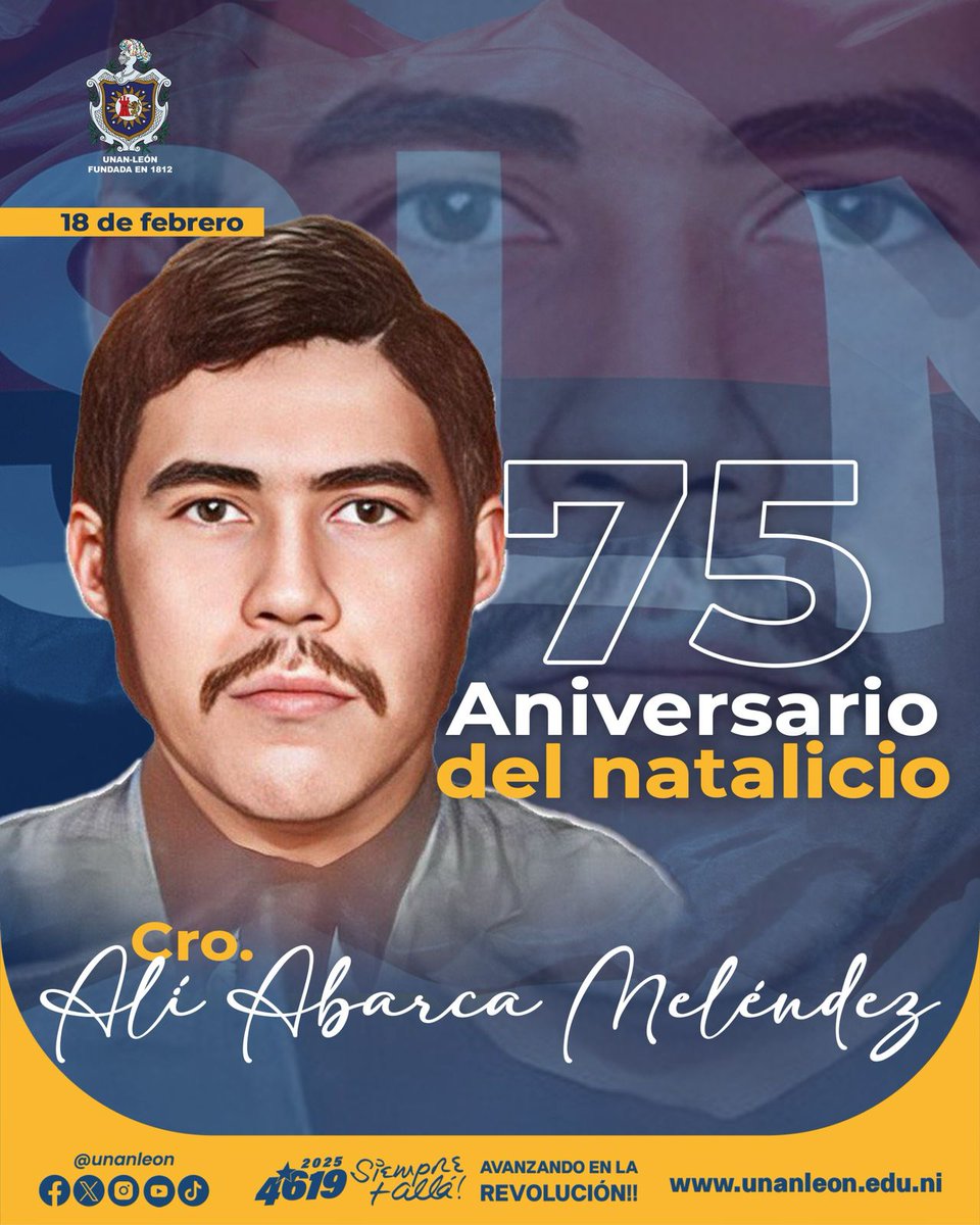 El 18 de Enero de 1950 nace el Cro. Ali Abarca Melendez en el barrio Ermita de Dolores de la ciudad de León. Fue militante de la causa Sandinista.
Honor y Gloria.
#4619SiempreMásAllá